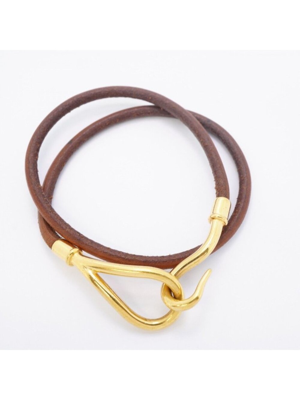 Hermes Bracelet Jumbo Hook Gold Plated Leather Brown - Picture 3 of 9